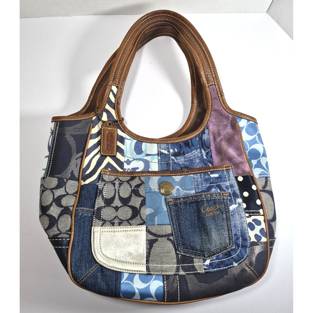 HTF 2007 Y2K Coach Denim Leather Patchwork Handbag